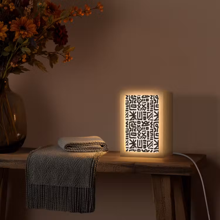 Geometrisch - Figuren - Zwart Light Box met kabel (Tafellamp) klein 925 -sfeer4