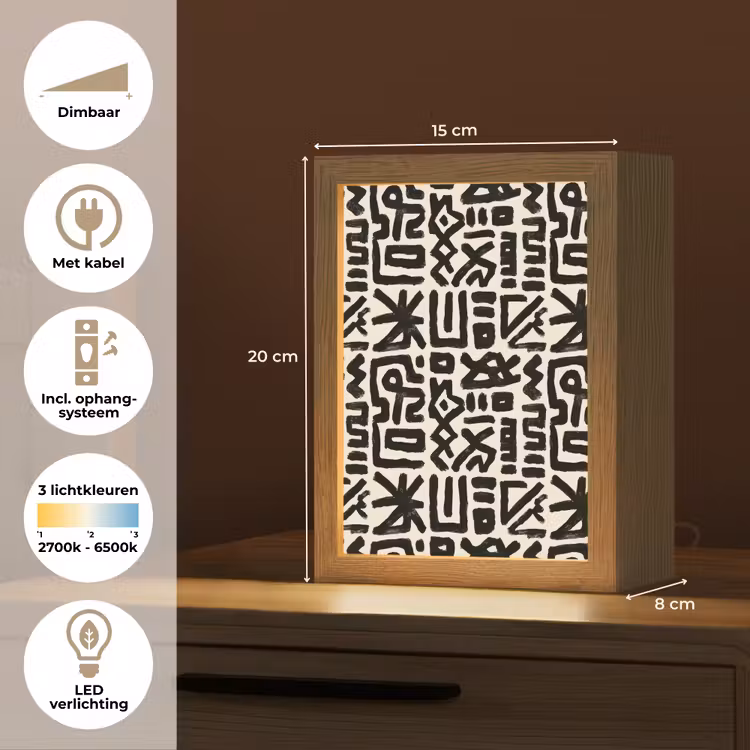 Geometrisch - Figuren - Zwart Light Box met kabel (Tafellamp) klein 925 -USP_NL