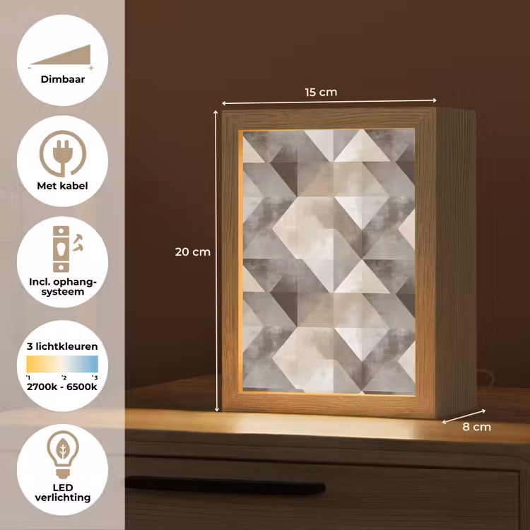 Geometrisch - Motief - Aardetinten Light Box met kabel (Tafellamp) klein 925 -USP_NL
