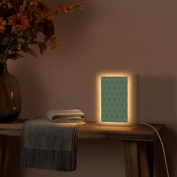 Geometrisch - Patroon - Groen Light Box met kabel (Tafellamp) klein 925 -sfeer4