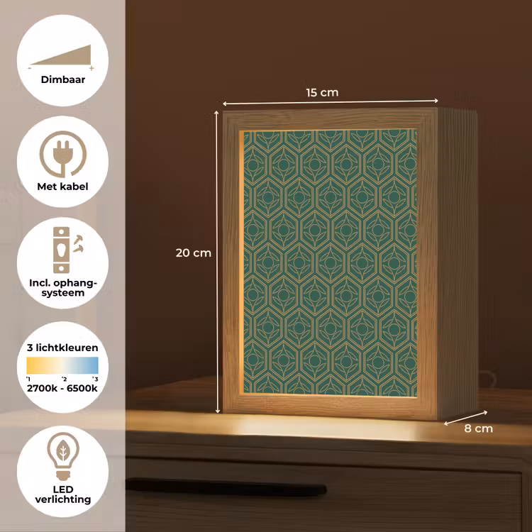 Geometrisch - Patroon - Groen Light Box met kabel (Tafellamp) klein 925 -USP_NL