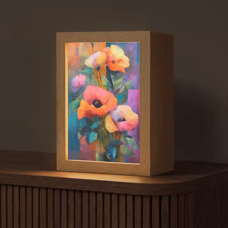 Geometrische kleurvlaken - Modern - Fantasiebloemen Light Box met kabel (Tafellamp) klein -z3d_website