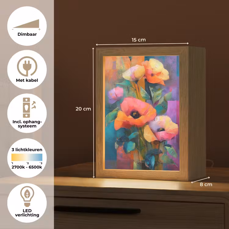 Geometrische kleurvlaken - Modern - Fantasiebloemen Light Box met kabel (Tafellamp) klein -USP_NL