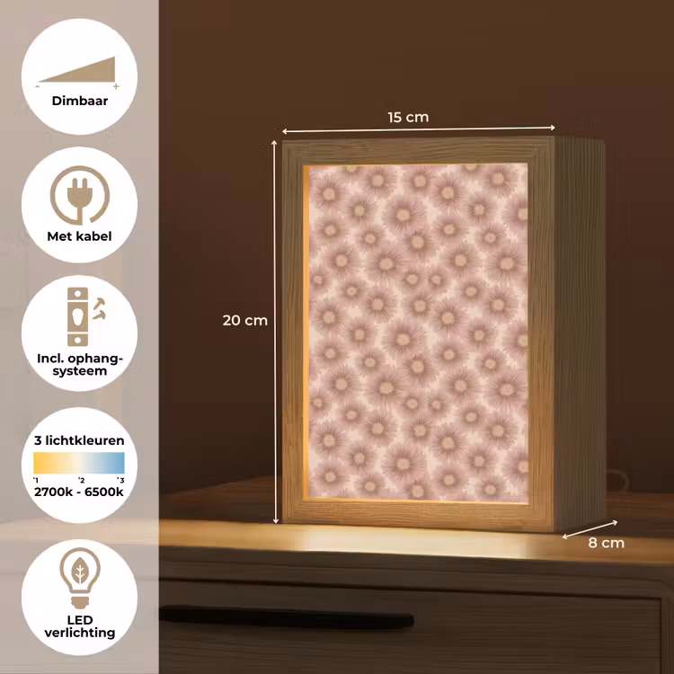 Gerbera - Bloemen - Roze Light Box met kabel (Tafellamp) klein 925 -USP_NL
