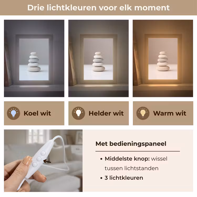 Gestapelde - Stenen - Grijs Light Box met kabel (Tafellamp) klein -USP_lichtkleurNL