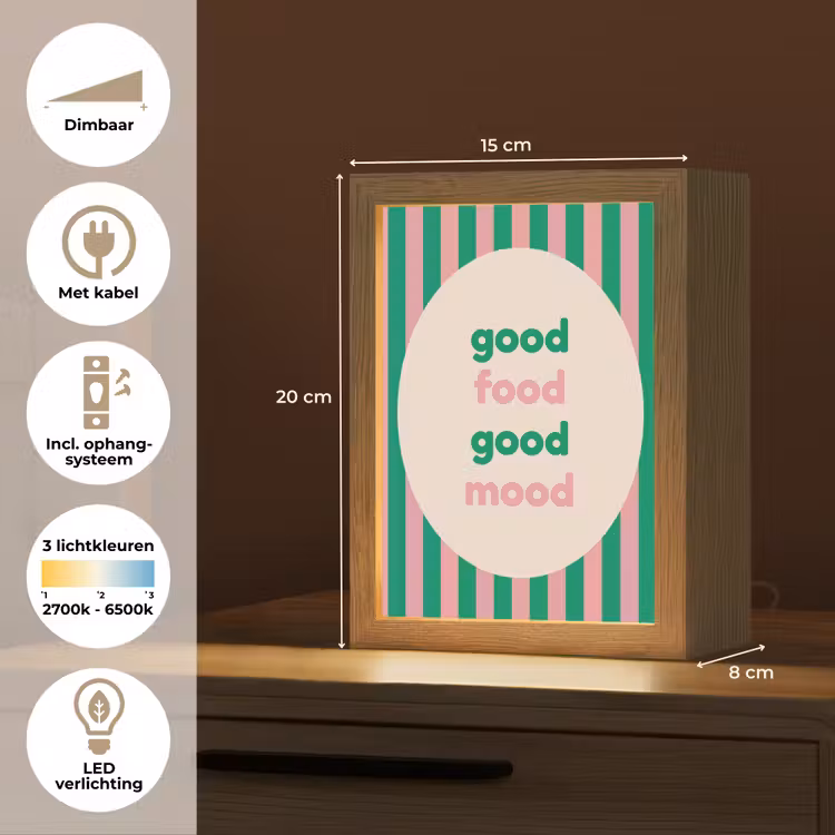 Gestreept - Quote - Ovaal - Roze Light Box met kabel (Tafellamp) klein -USP_NL
