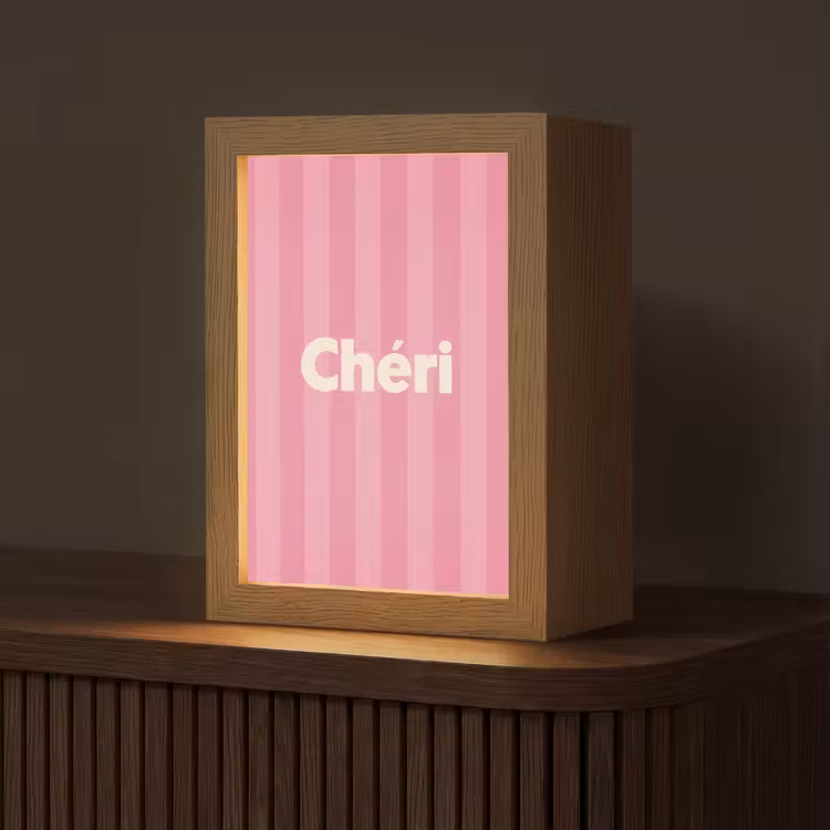 Gestreept - Roze - Chéri Light Box met kabel (Tafellamp) klein -z3d_website