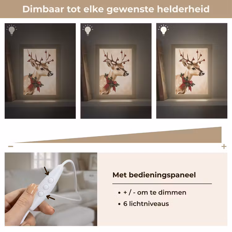 Gewei - Kerst - Rendier - Rood Light Box met kabel (Tafellamp) klein -USP_dimbaarNL