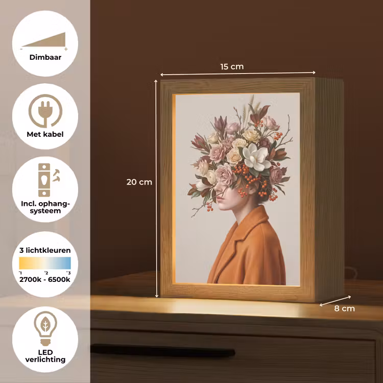 Gezicht - Boeket - Kleurrijk Light Box met kabel (Tafellamp) klein -USP_NL