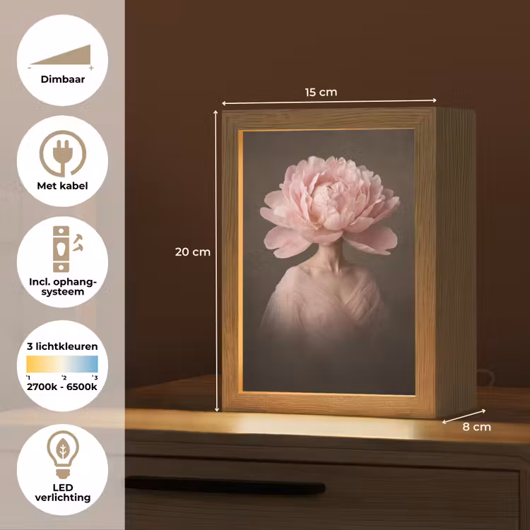 Gezicht - Roos - Roze Light Box met kabel (Tafellamp) klein -USP_NL