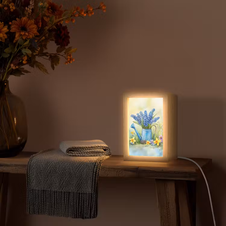 Gieter - Lavendel - Bloesems Light Box met kabel (Tafellamp) klein -sfeer4