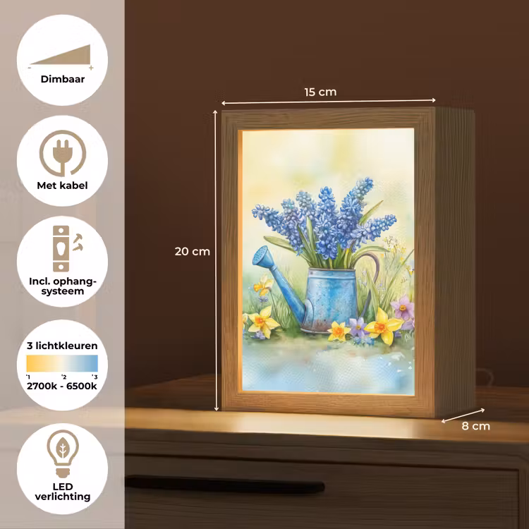 Gieter - Lavendel - Bloesems Light Box met kabel (Tafellamp) klein -USP_NL