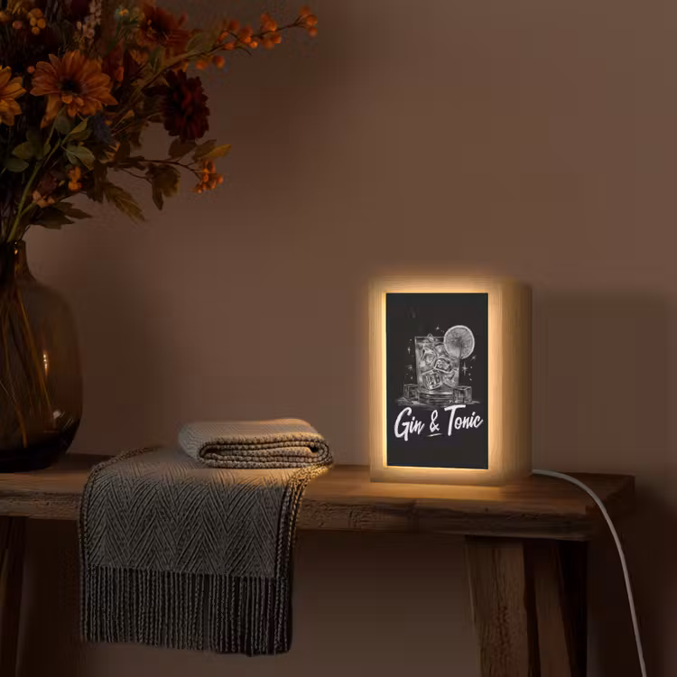 Gin en tonic - Glas - Limoen - Ijsblokjes Light Box met kabel (Tafellamp) klein -sfeer4
