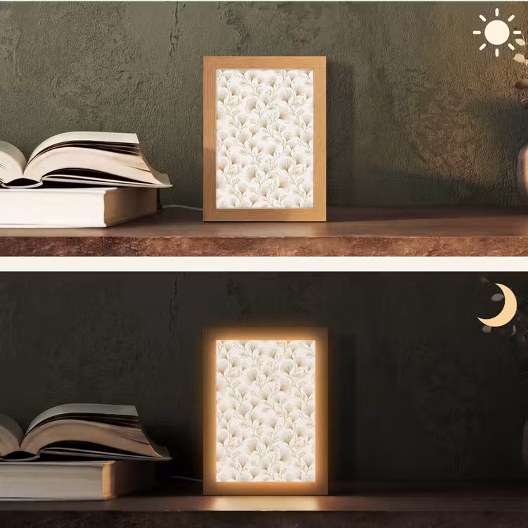 Ginkgo - Takken - Goud Light Box met kabel (Tafellamp) klein 925 -sfeer3