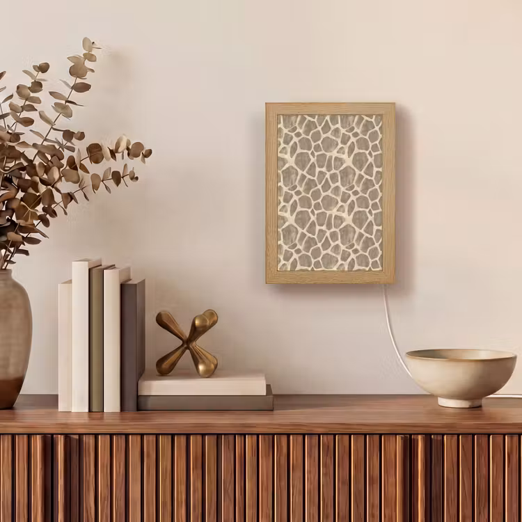 Giraf - Patroon - Beige - Bruin Light Box met kabel (Tafellamp) klein 925 -sfeer2