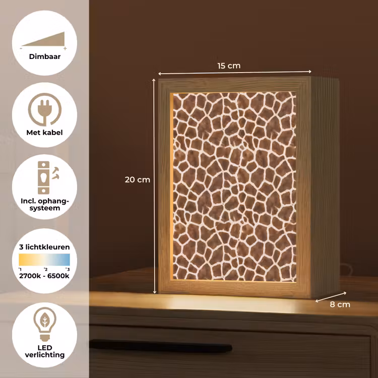 Giraf - Vacht - Klassiek - Bruin Light Box met kabel (Tafellamp) klein -USP_NL