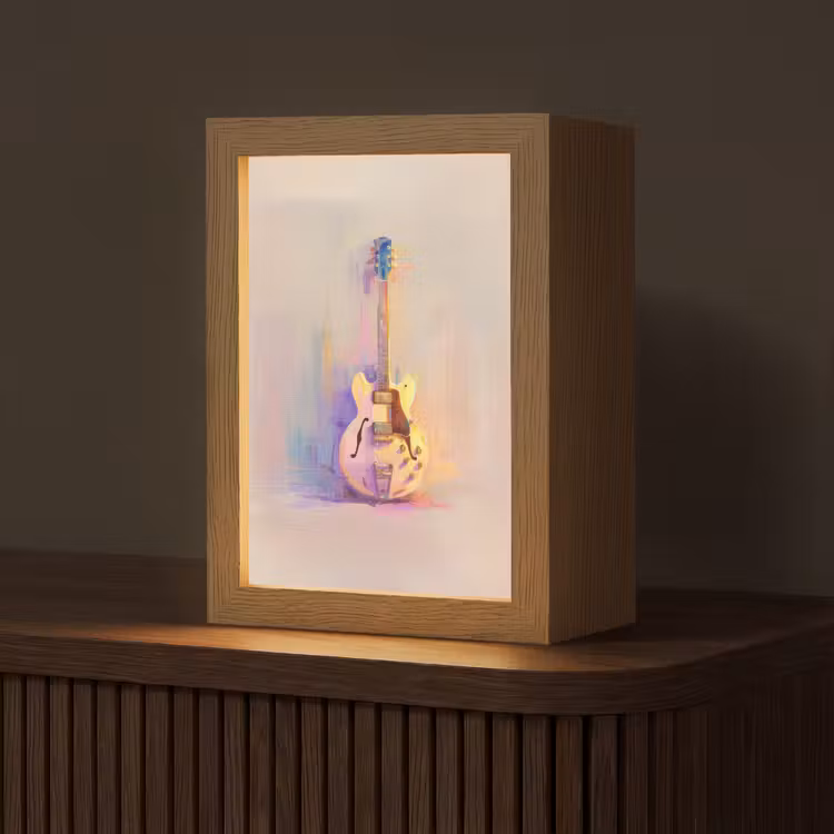 Gitaar - Pastel - Schilderachtig Light Box met kabel (Tafellamp) klein -z3d_website
