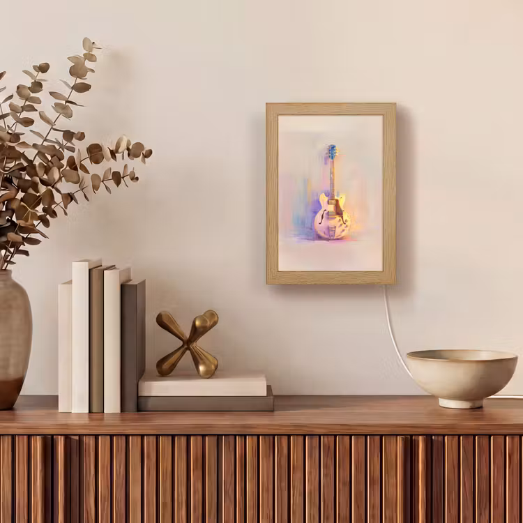 Gitaar - Pastel - Schilderachtig Light Box met kabel (Tafellamp) klein -sfeer2
