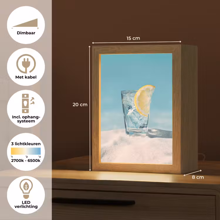 Glas - ijsblokjes - Citroen Light Box met kabel (Tafellamp) klein -USP_NL