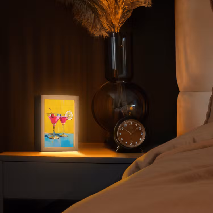 Glazen - Cocktail - Citroen - Kers Light Box met kabel (Tafellamp) klein -sfeer1