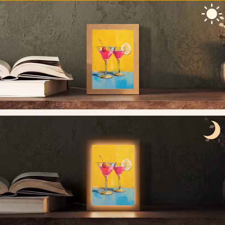 Glazen - Cocktail - Citroen - Kers Light Box met kabel (Tafellamp) klein -sfeer3