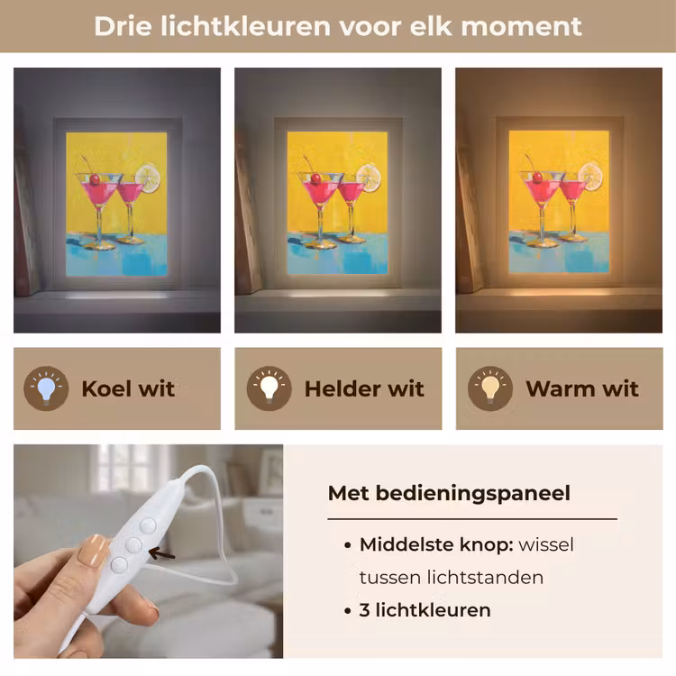 Glazen - Cocktail - Citroen - Kers Light Box met kabel (Tafellamp) klein -USP_lichtkleurNL