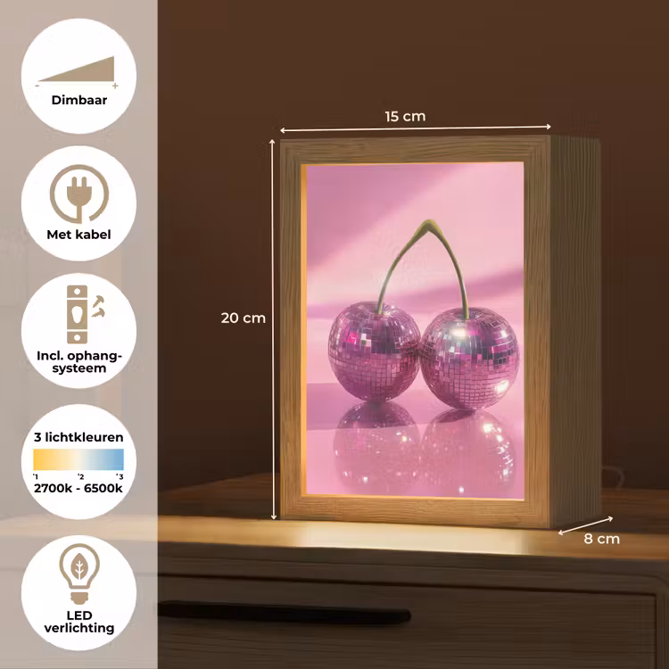 Glitter - Discobol - Roze - Kersen Light Box met kabel (Tafellamp) klein -USP_NL