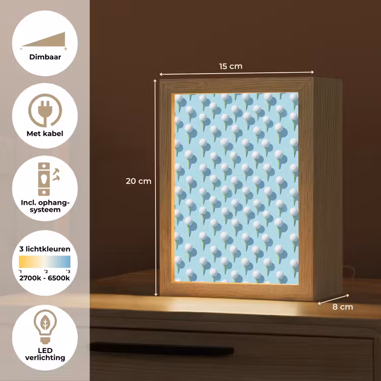 Golf - Ballen - Blauw Light Box met kabel (Tafellamp) klein 925 -USP_NL
