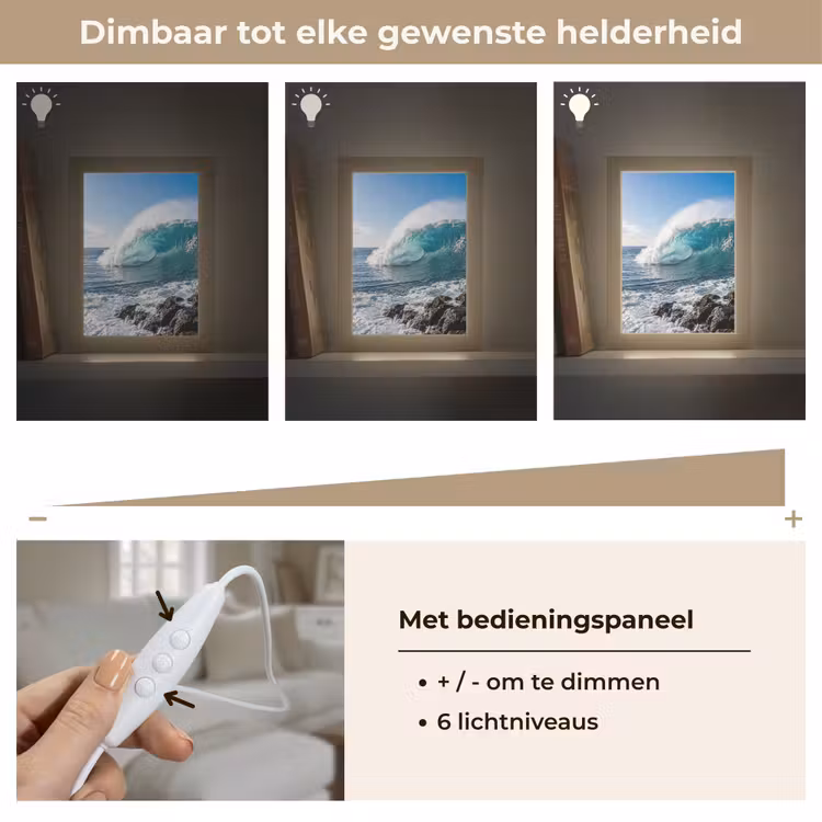 Golf - Oceaan - Brekend - Water - Blauw Light Box met kabel (Tafellamp) klein -USP_dimbaarNL