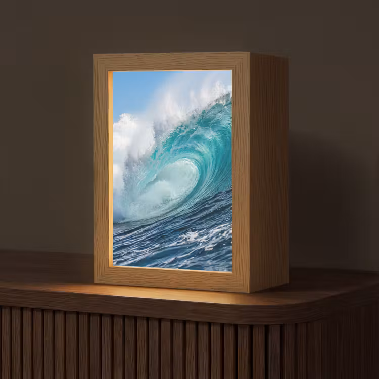 Golf - Oceaan - Water - Dynamisch - Blauw Light Box met kabel (Tafellamp) klein -z3d_website