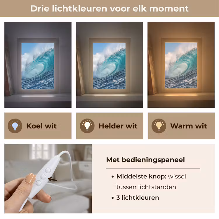 Golf - Oceaan - Water - Dynamisch - Blauw Light Box met kabel (Tafellamp) klein -USP_lichtkleurNL