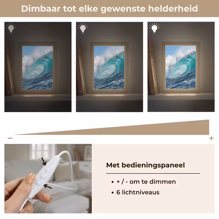 Golf - Oceaan - Water - Dynamisch - Blauw Light Box met kabel (Tafellamp) klein -USP_dimbaarNL