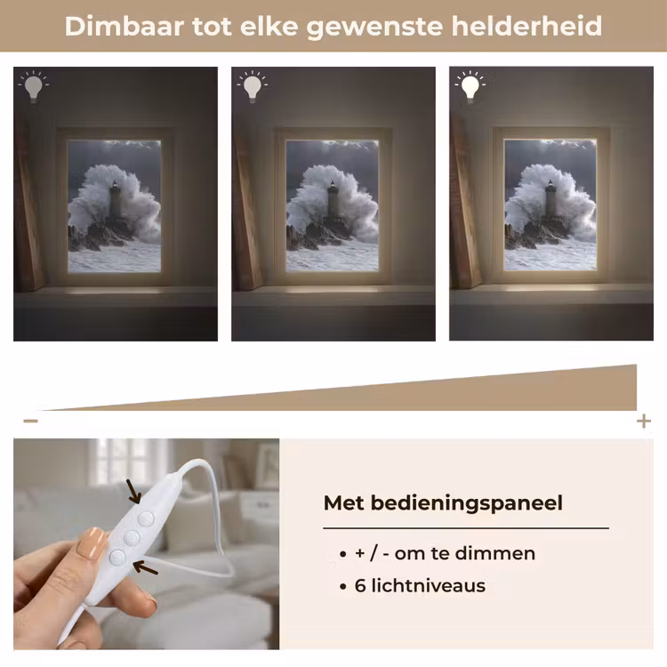Golf - Vuurtoren - Schuimend water Light Box met kabel (Tafellamp) klein -USP_dimbaarNL