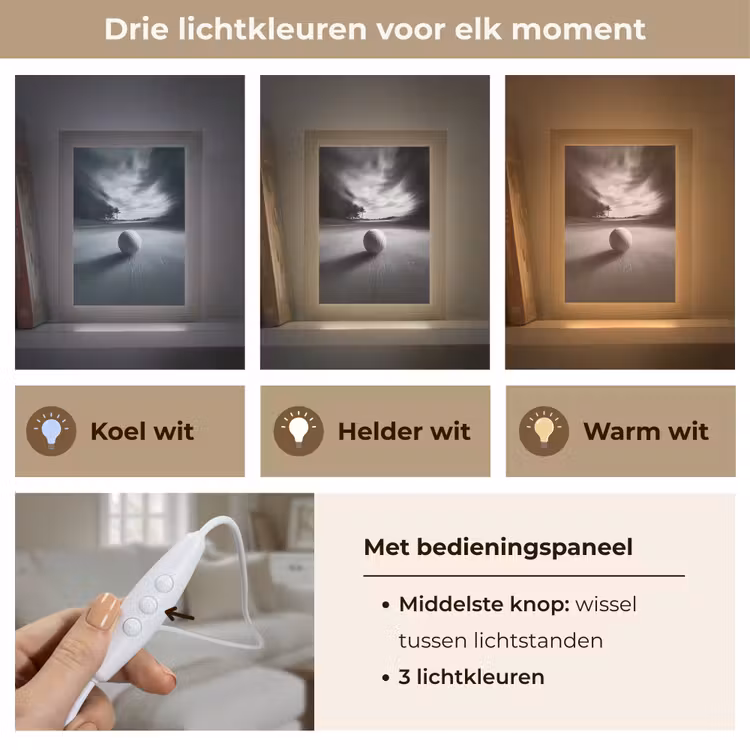 Golfbal - Wazig - Zwart Light Box met kabel (Tafellamp) klein -USP_lichtkleurNL
