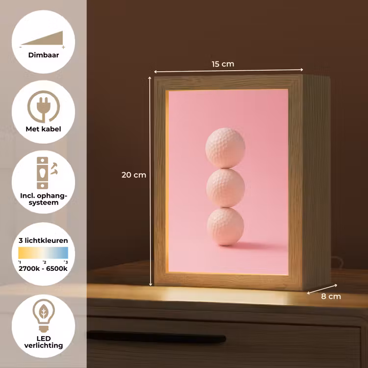 Golfballen - Roze - Drie Light Box met kabel (Tafellamp) klein -USP_NL