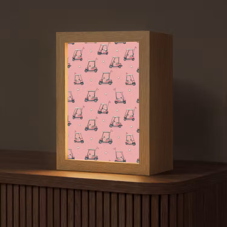 Golfkar - Retro - Roze Light Box met kabel (Tafellamp) klein 925 -z3d_website