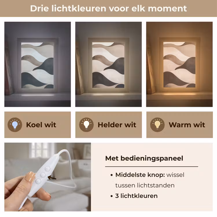 Golven - Abstract - Beige Light Box met kabel (Tafellamp) klein -USP_lichtkleurNL