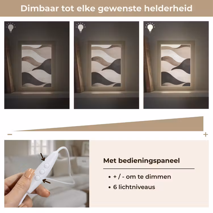 Golven - Abstract - Beige Light Box met kabel (Tafellamp) klein -USP_dimbaarNL
