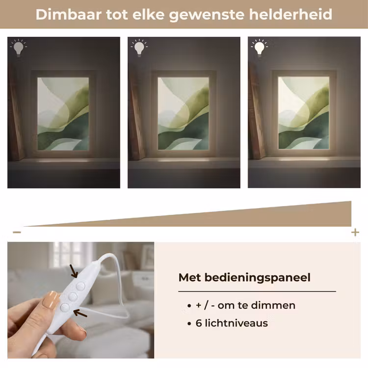 Golven - Abstract - Lichtgroen - Sierlijk Light Box met kabel (Tafellamp) klein -USP_dimbaarNL