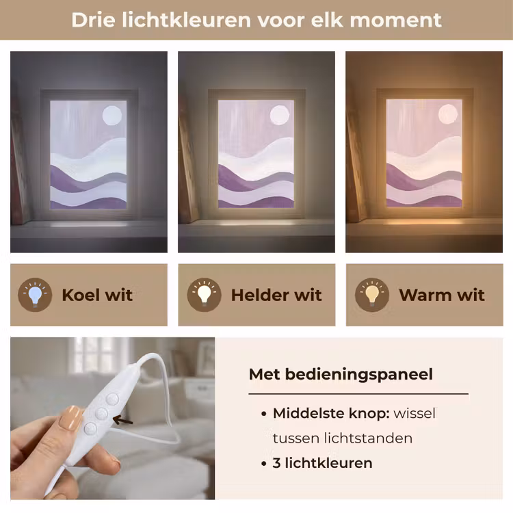 Golven - Heuvels - Abstract - Paars Light Box met kabel (Tafellamp) klein -USP_lichtkleurNL