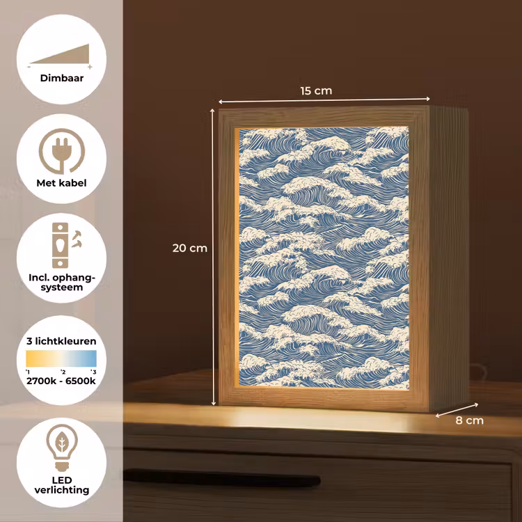 Golven - Klassiek - Blauw Light Box met kabel (Tafellamp) klein 925 -USP_NL