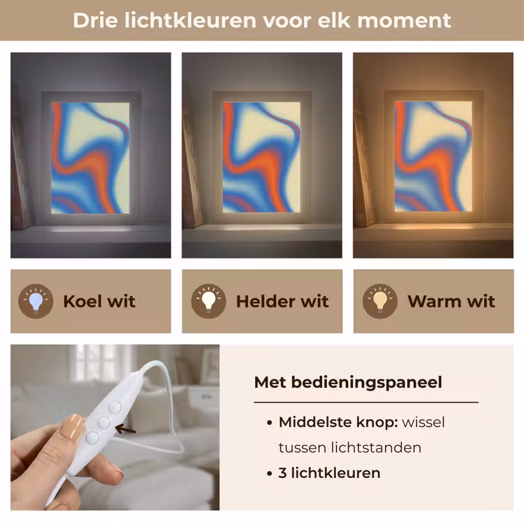 Golven - Kleurrijk - Abstract Light Box met kabel (Tafellamp) klein -USP_lichtkleurNL