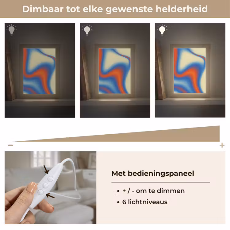 Golven - Kleurrijk - Abstract Light Box met kabel (Tafellamp) klein -USP_dimbaarNL