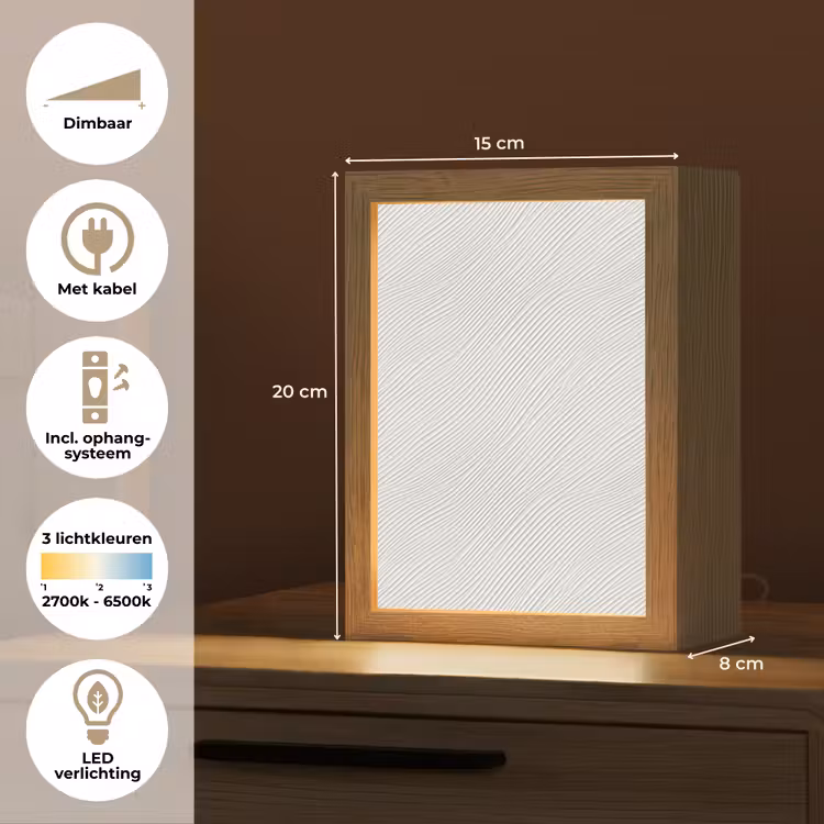 Golven - Ribbels - Wit Light Box met kabel (Tafellamp) klein 925 -USP_NL