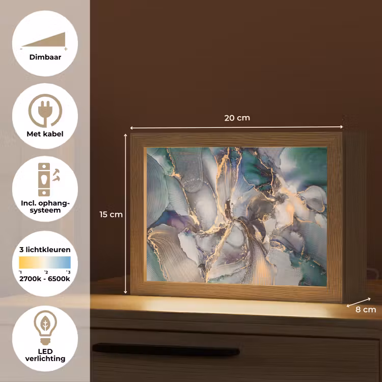Goud - Blauw - Marmer Light Box met kabel (Tafellamp) klein -USP_NL