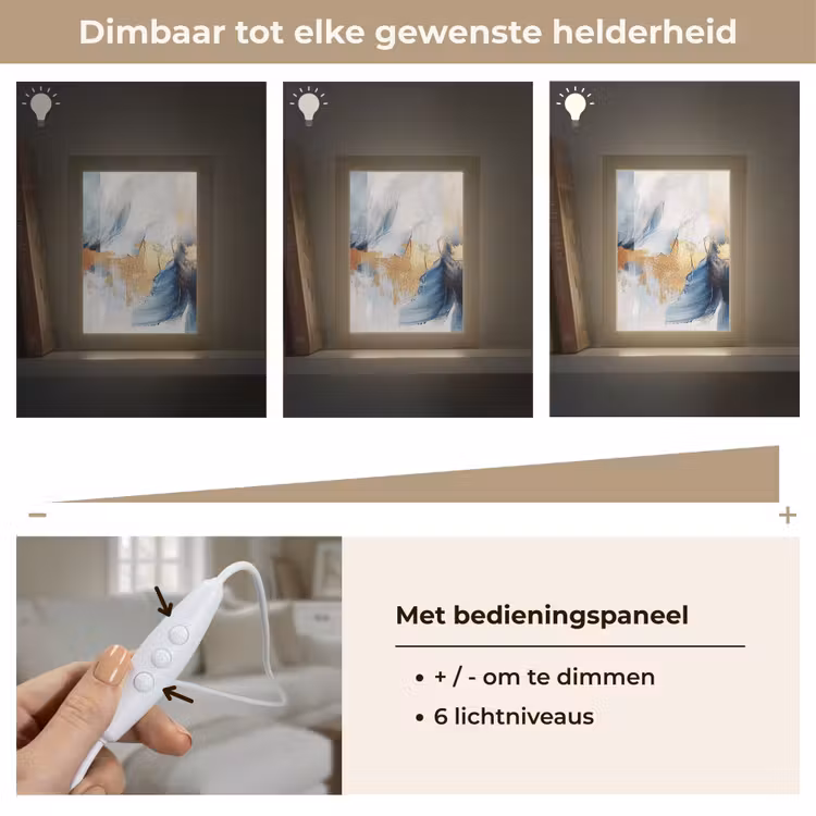 Goud - Blauw - Verf - Kunst - Modern Light Box met kabel (Tafellamp) klein -USP_dimbaarNL