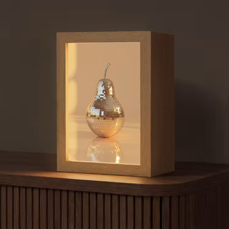 Goud - Disco - Glitter - Peer Light Box met kabel (Tafellamp) klein -z3d_website