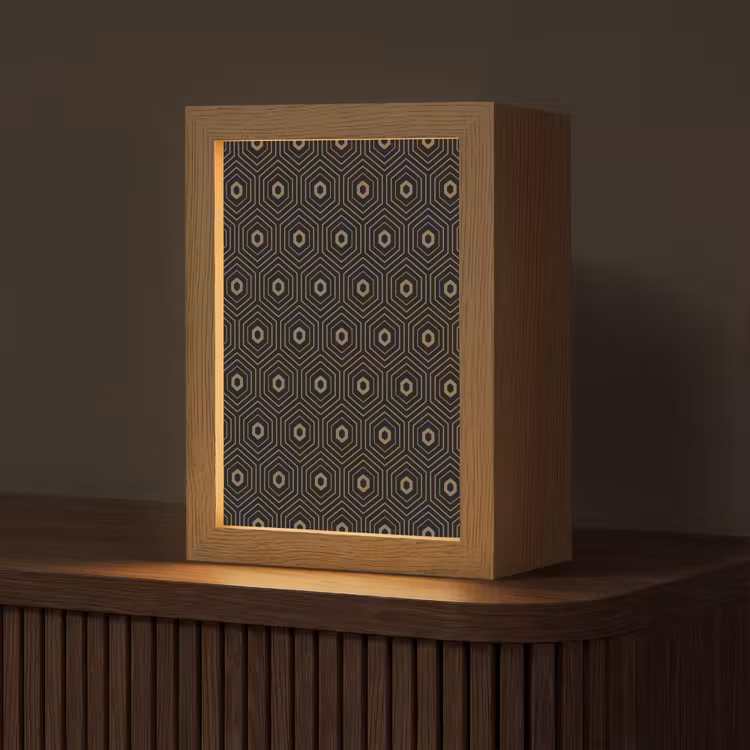 Goud - Illusie - Patroon Light Box met kabel (Tafellamp) klein 925 -z3d_website
