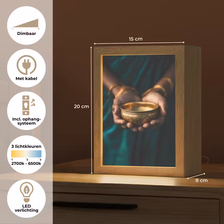 Goud - Kom - Blauw Light Box met kabel (Tafellamp) klein -USP_NL