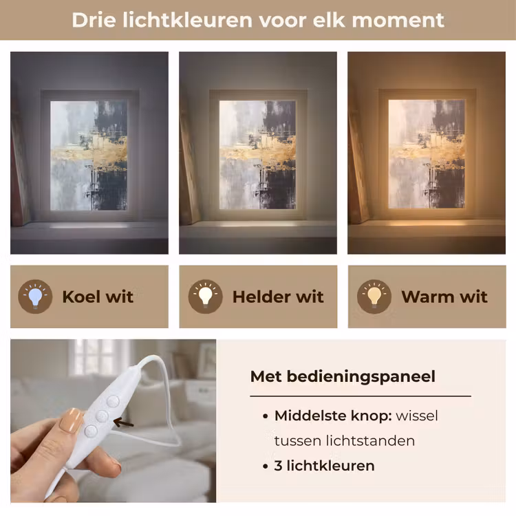 Goud - Luxe - Acryl - Kunst Light Box met kabel (Tafellamp) klein -USP_lichtkleurNL